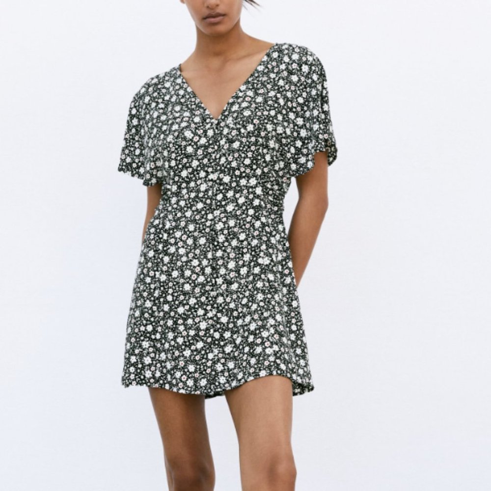 NWT ZARA Floral Print Mini Dress SMALL 3196 - Picture 1 of 9